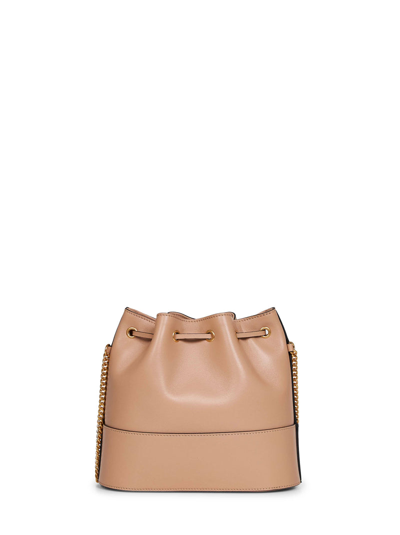 Valentino Garavani Vlogo Signature Bucket Bag — Beige Lambskin