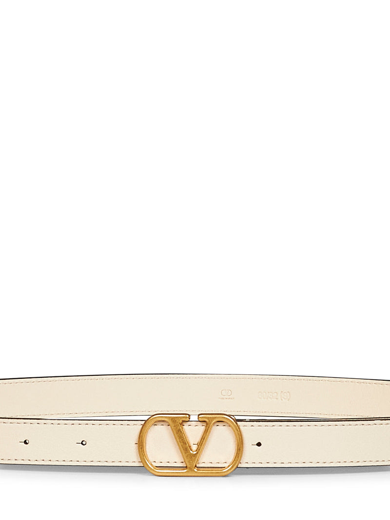 Valentino Garavani Vlogo Signature Belt — Ivory Calf Leather
