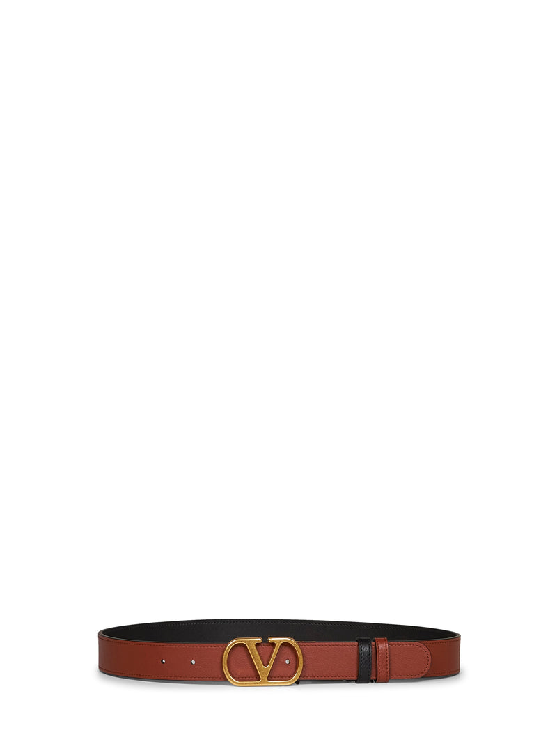 Valentino Garavani Reversible Leather Belt — Black Calf