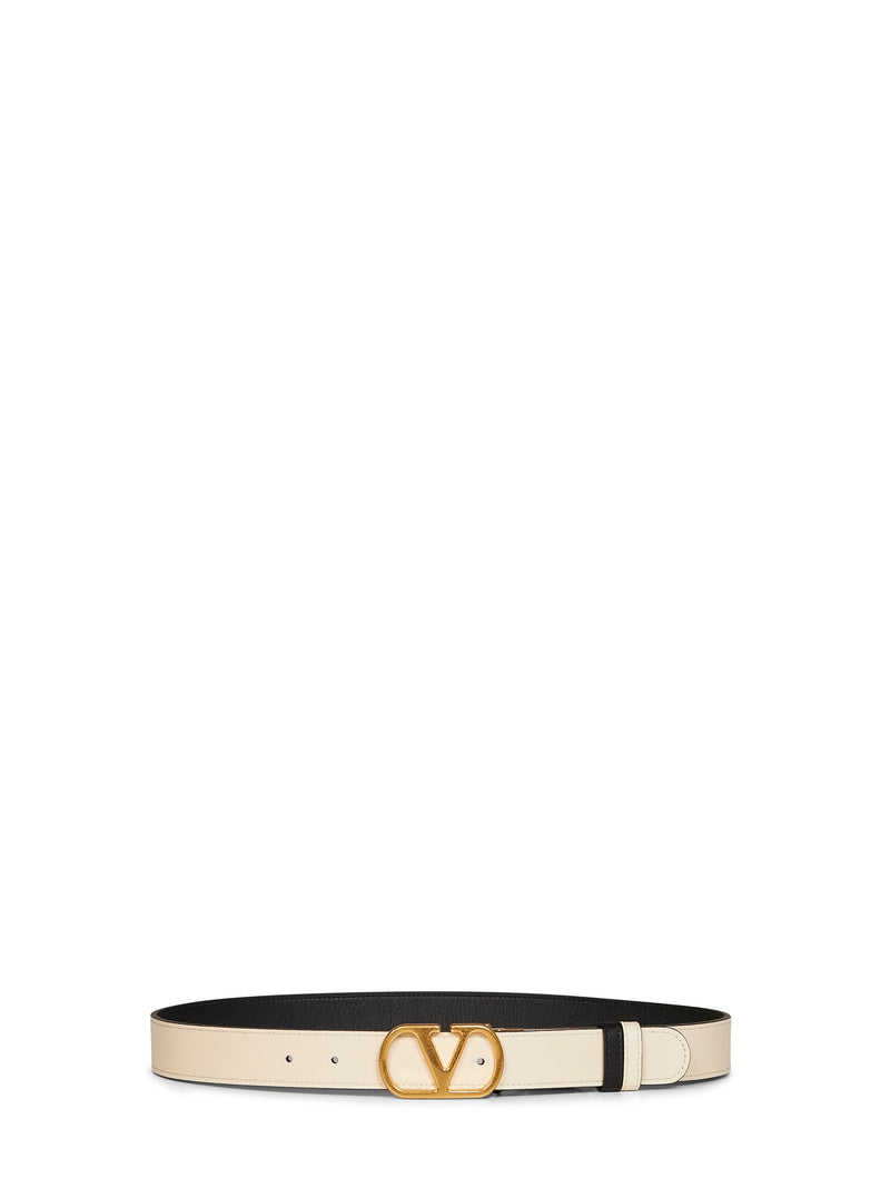 Valentino Garavani Reversible Vlogo Signature Leather Belt — Black Calf