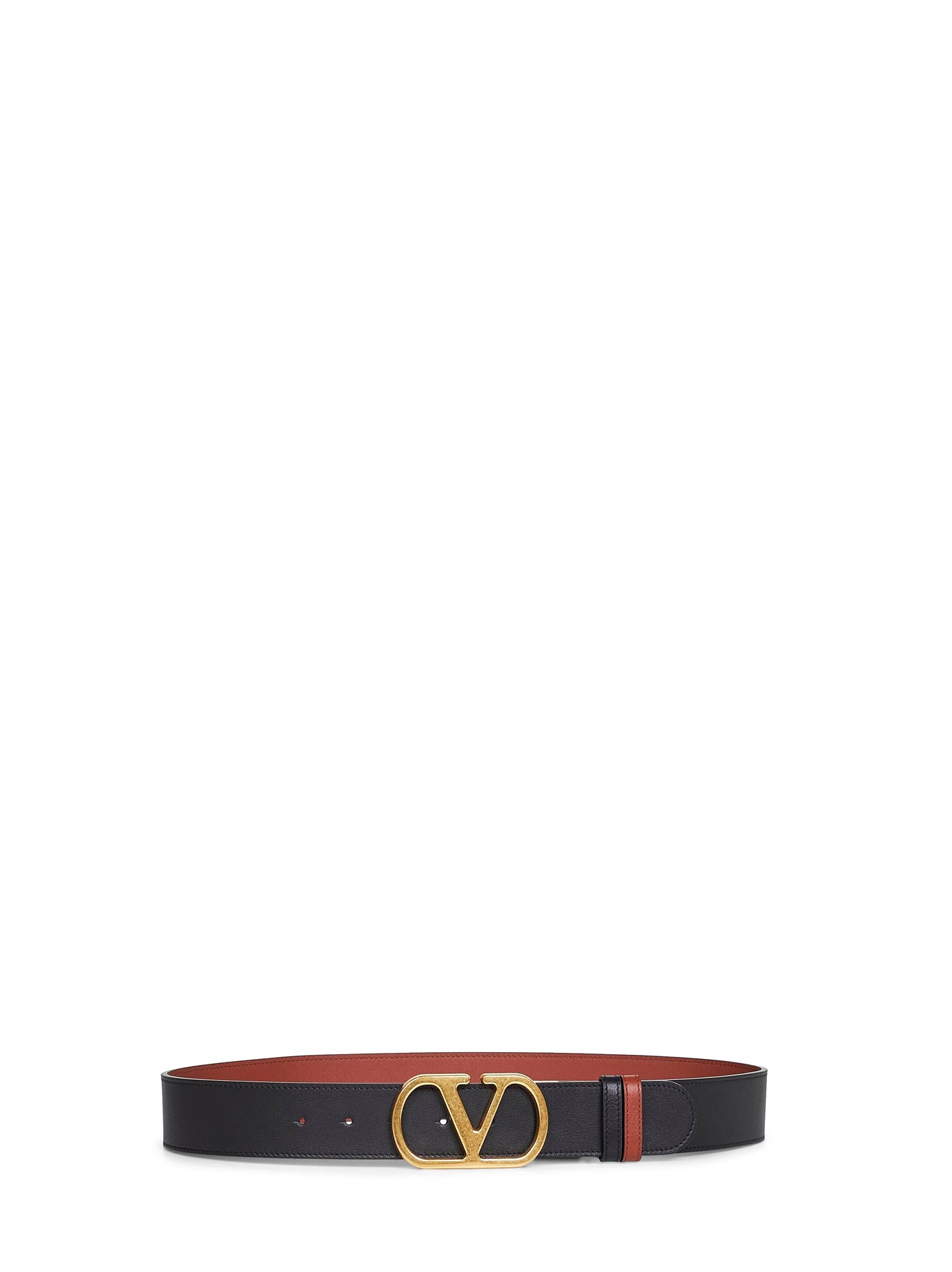 Valentino Garavani Reversible Vlogo Signature Leather Belt — Black Calf