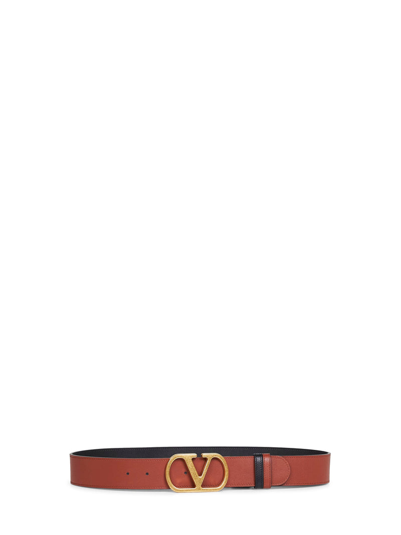 Valentino Garavani Reversible Vlogo Signature Leather Belt — Black Calf
