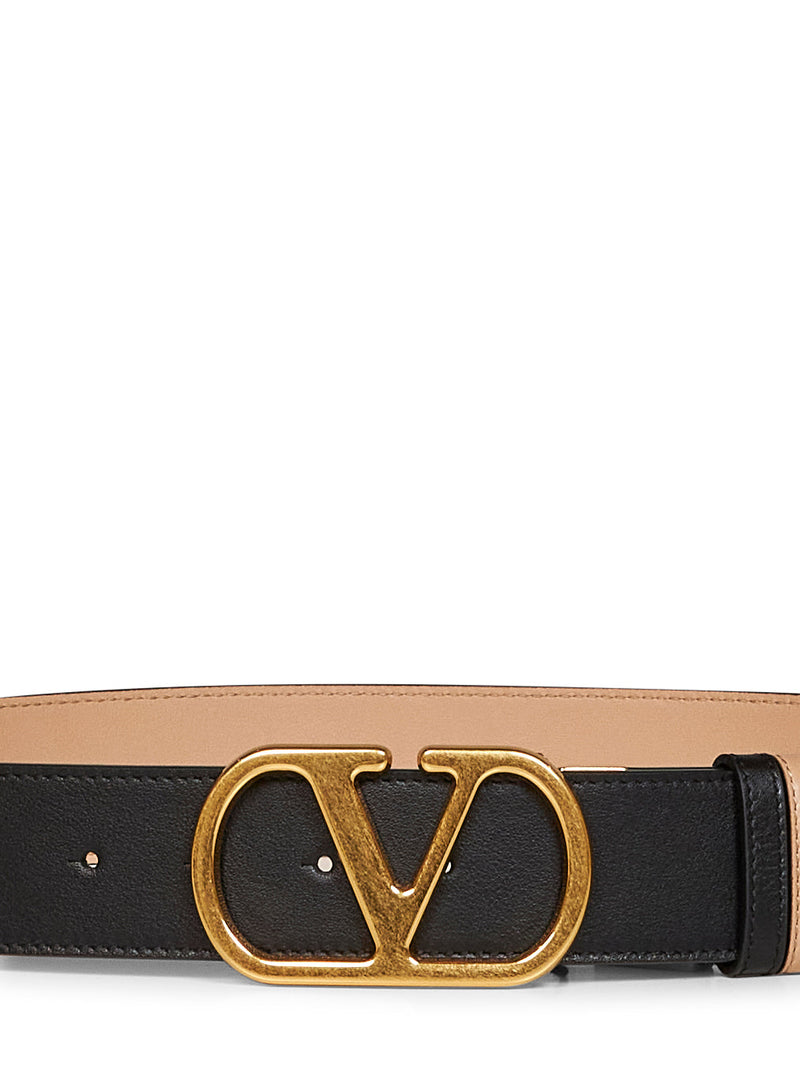 Valentino Garavani Reversible Leather Belt — Black Calf