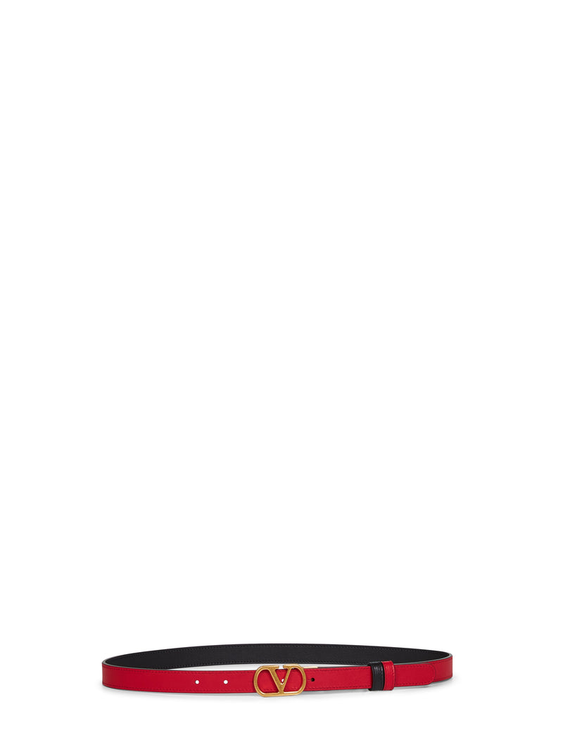 Valentino Garavani Reversible Leather Belt — Black Calf