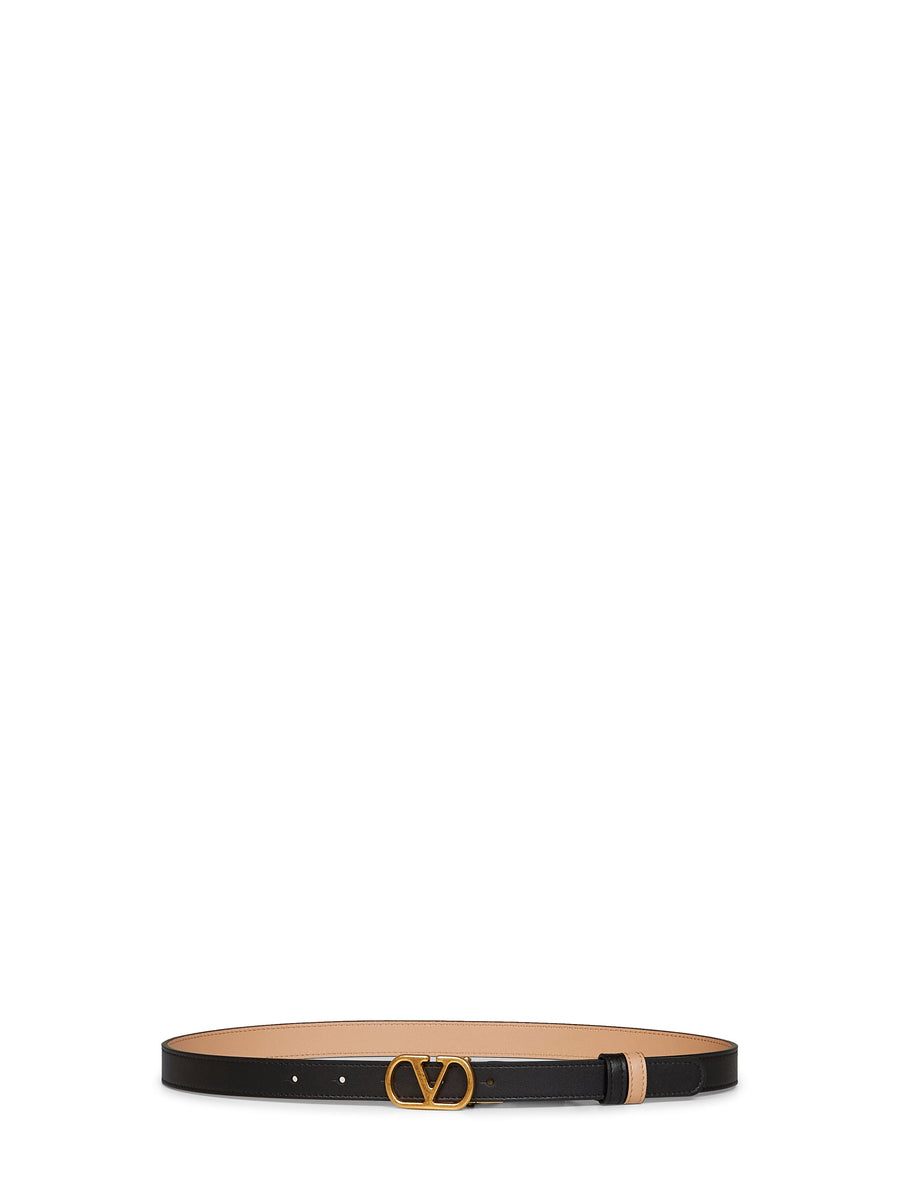 Valentino Garavani Reversible Vlogo Signature Belt — Black Calf Leather