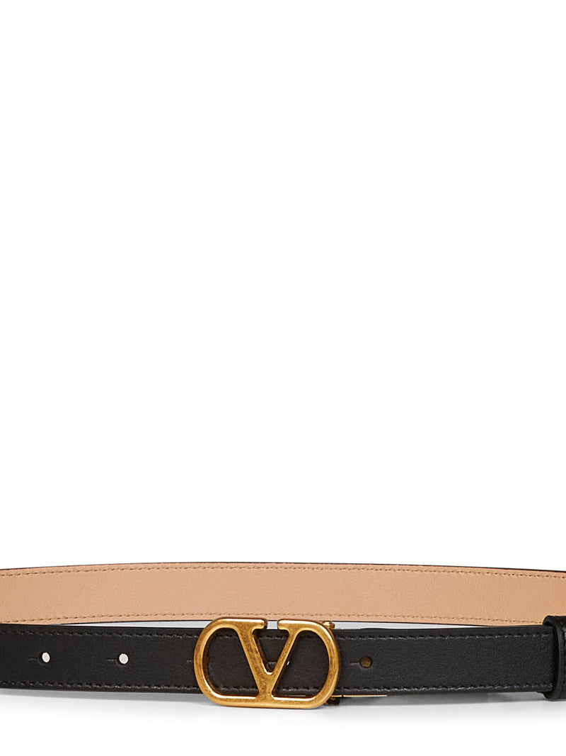 Valentino Garavani Reversible Vlogo Signature Belt — Black Calf Leather