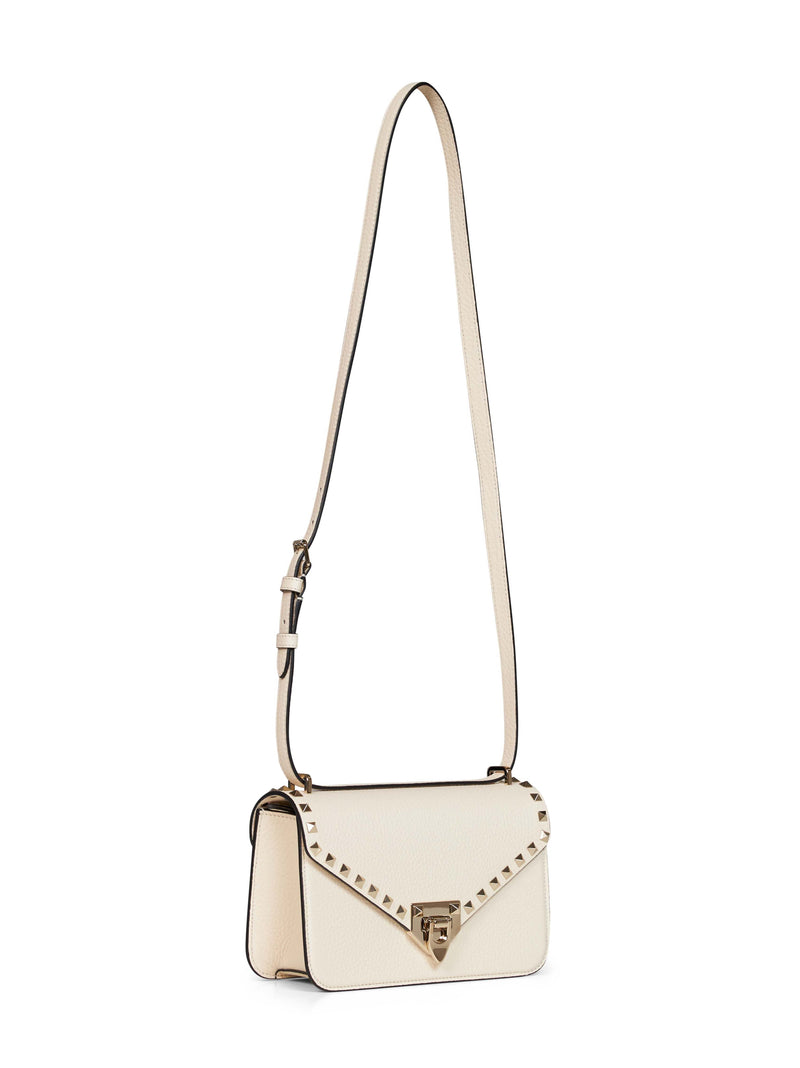 Valentino Garavani Rockstud Crossbody Bag — White Calf Leather