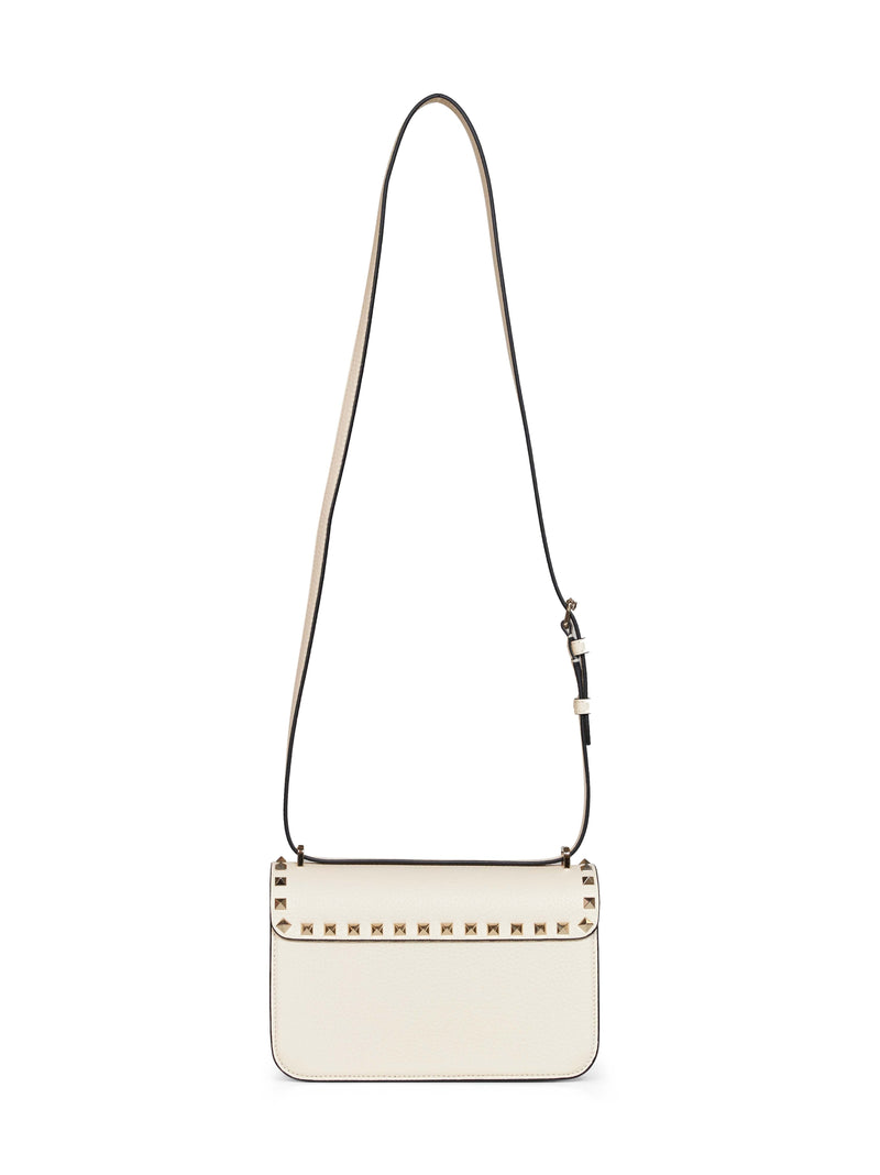 Valentino Garavani Rockstud Crossbody Bag — White Calf Leather