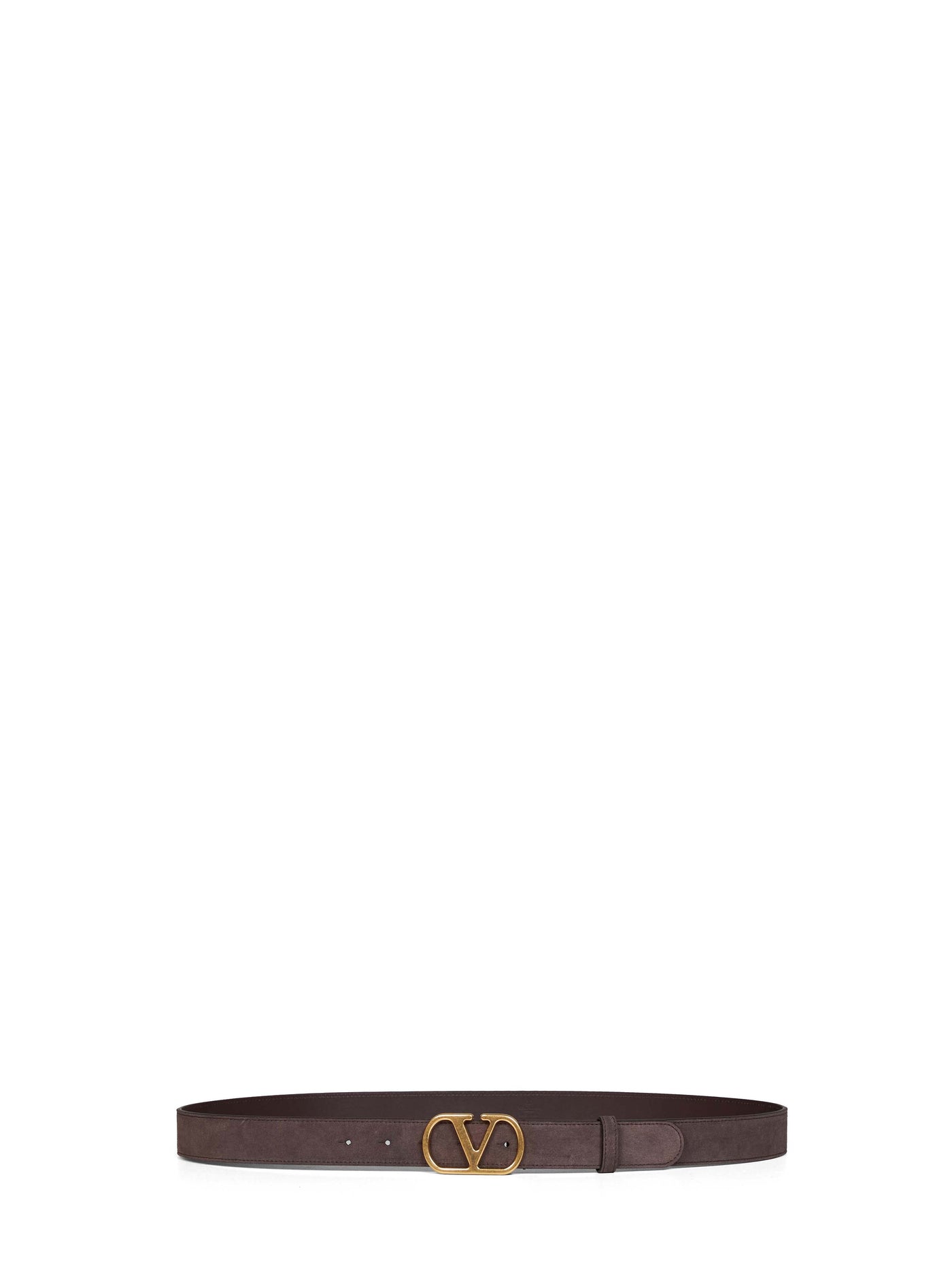 Valentino Garavani Vlogo Signature Suede Belt — Brown Calf Leather