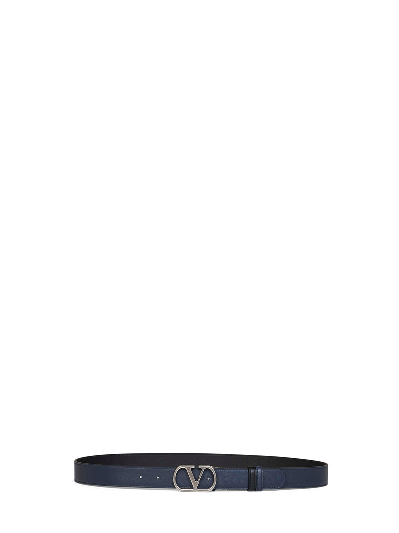 Valentino Garavani Reversible Calf Leather Belt — Black