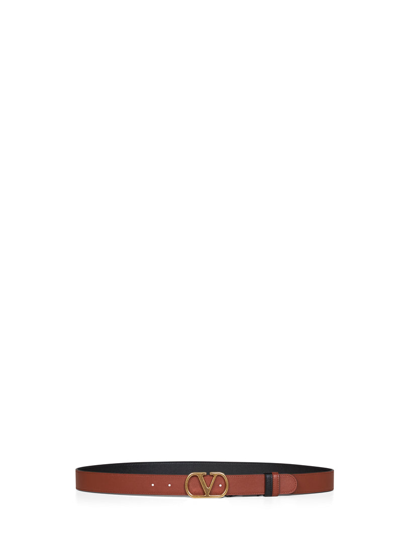 Valentino Garavani Reversible Vlogo Signature Belt — Black Calf Leather