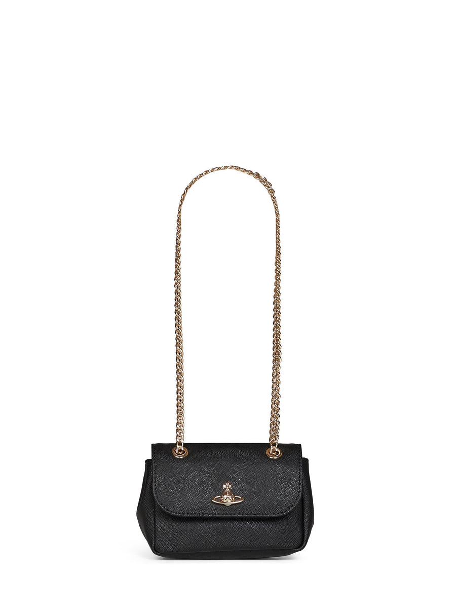 Vivienne Westwood Saffiano Leather Crossbody Bag — Black Bovine (top Grain)