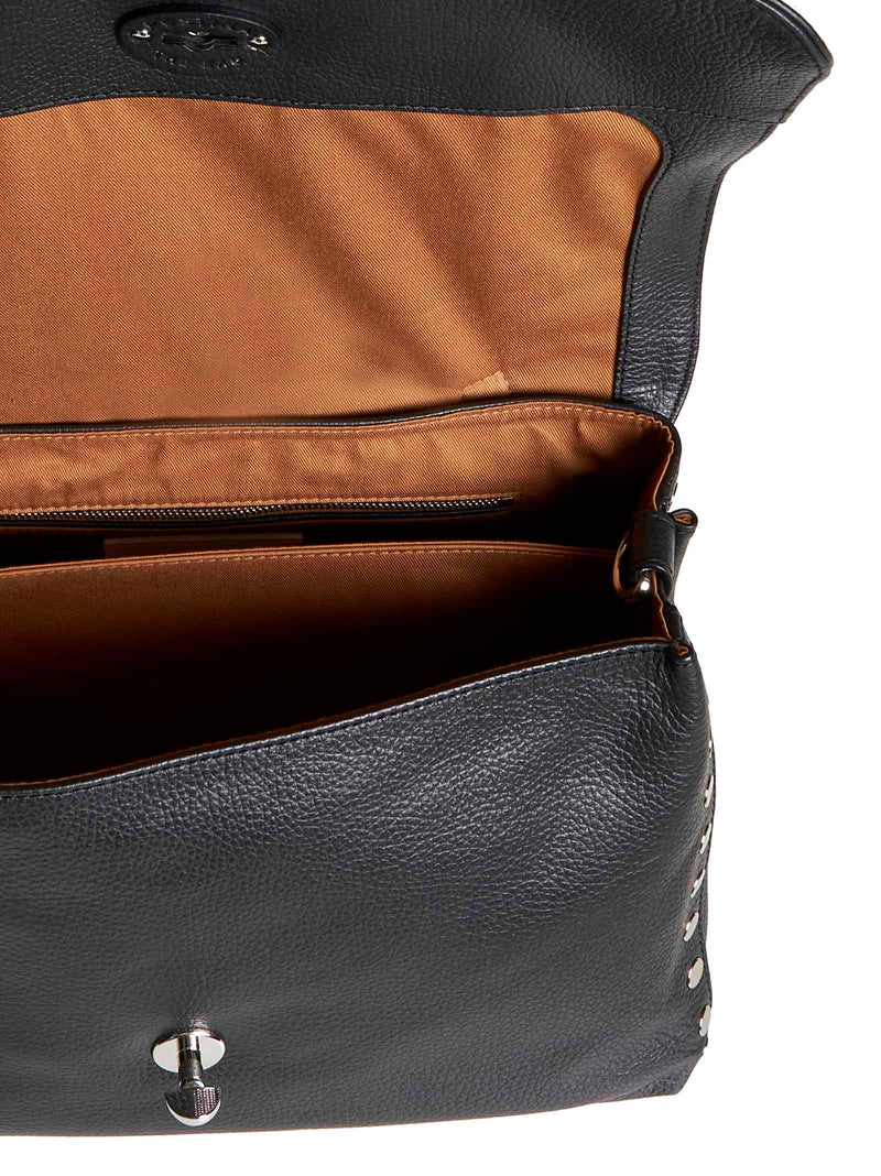 Zanellato Postina Shoulder Bag — Black Bovine Leather (top Grain)