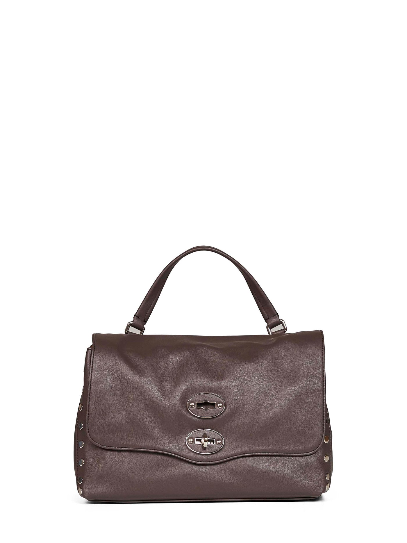 Zanellato Postina Small Top Handle Bag — Brown Calf Leather; Polyethylene