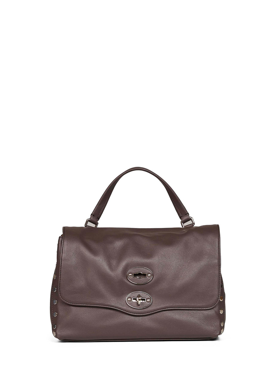 Zanellato Postina Small Top Handle Bag — Brown Calf Leather; Polyethylene