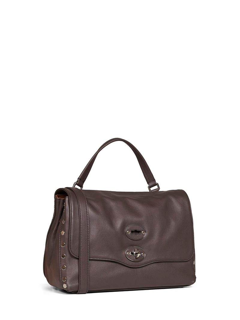 Zanellato Postina Small Top Handle Bag — Brown Calf Leather; Polyethylene