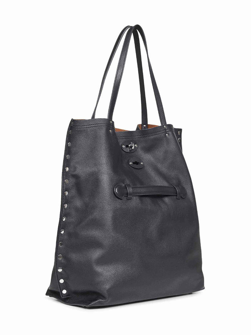 Zanellato Aspasso Tote Bag — Black Bovine Leather (top Grain)
