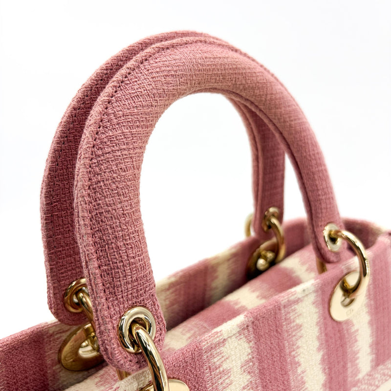 Christian Dior Lady D-Lite Embroidered Canvas Pink Bag