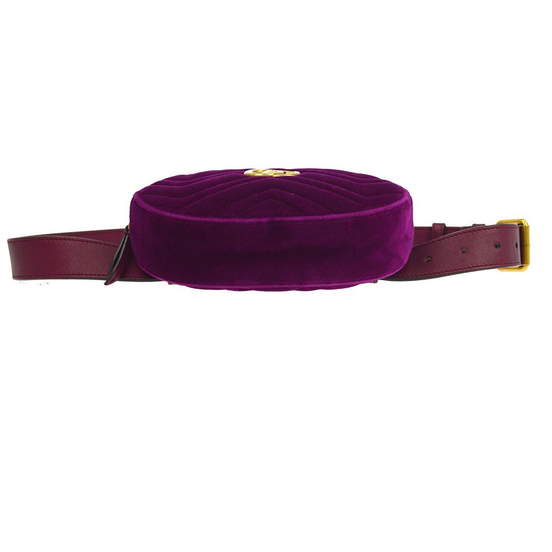 Gucci Gg Marmont Belt Matelasse Velvet Purple Bag