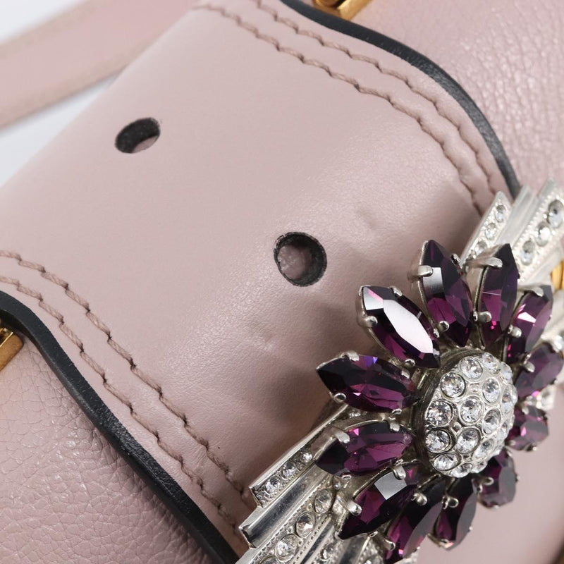 Miu Miu Madras Crystal Flap Leather Pink Bag