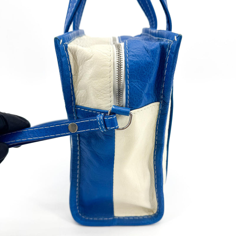 Balenciaga Bazar Striped Leather Blue Bag