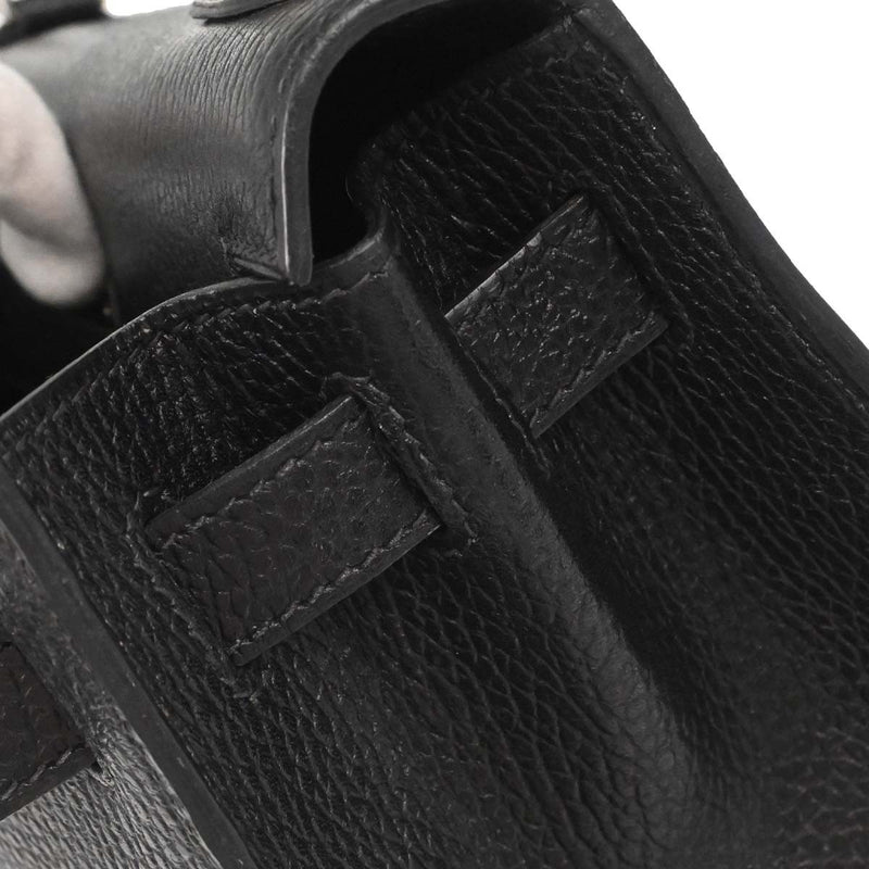 Hermes Kelly Black Vache Liegee With Palladium Hardware Calfskin Bag
