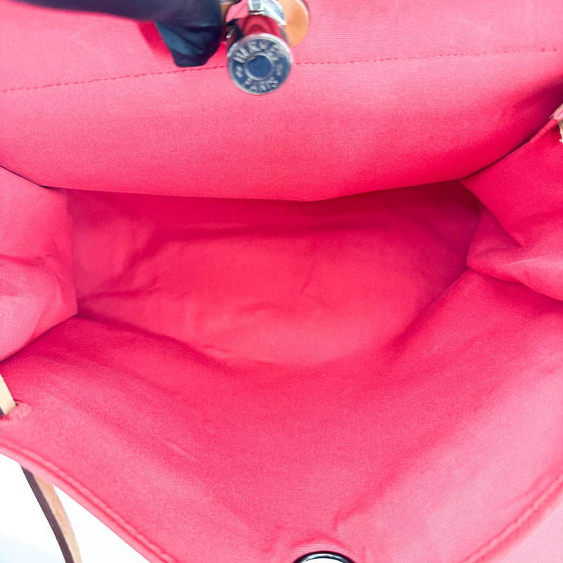 Hermes Herbag Toile And Leather Pink Canvas Bag