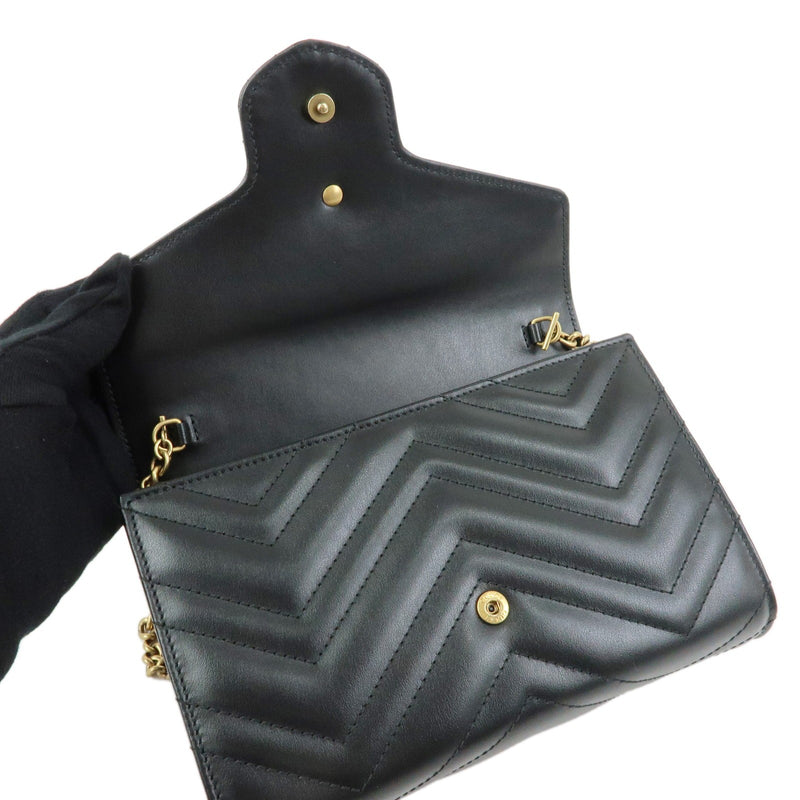 Gucci Gg Marmont Chain Matelasse Leather Black Bag