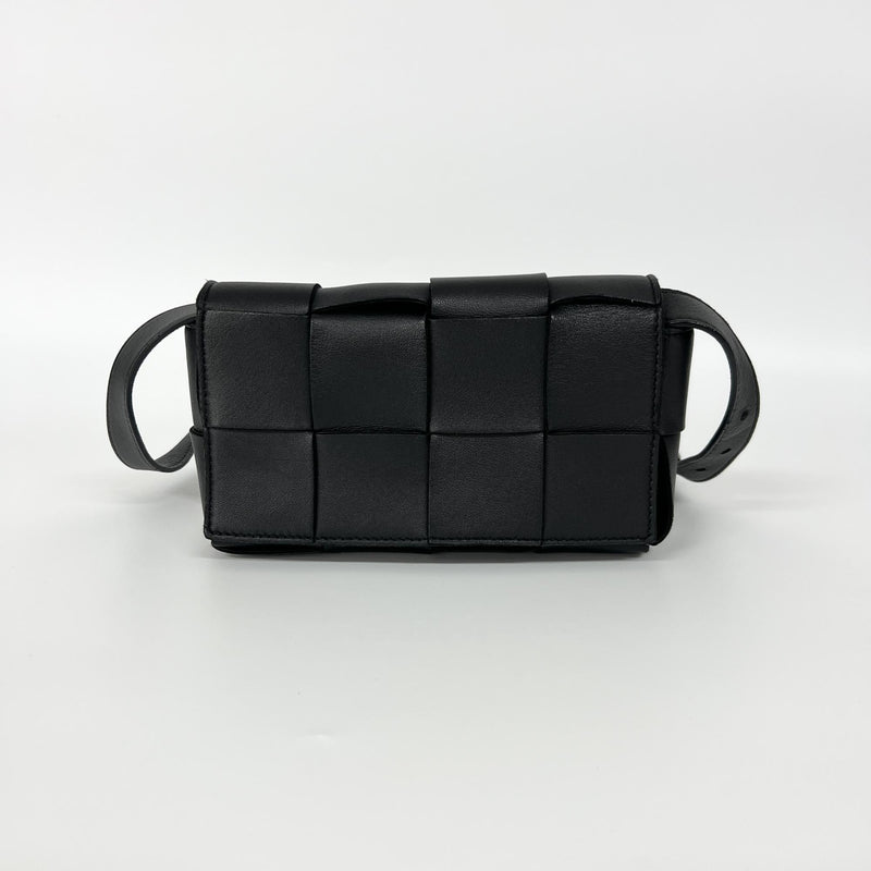 Bottega Veneta Cassette Belt Maxi Intrecciato Leather Black Bag