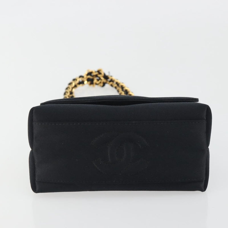 Chanel Vintage Camellia Flap Satin Black Bag