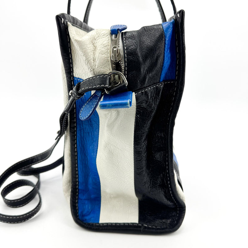 Balenciaga Bazar Striped Leather Black Bag