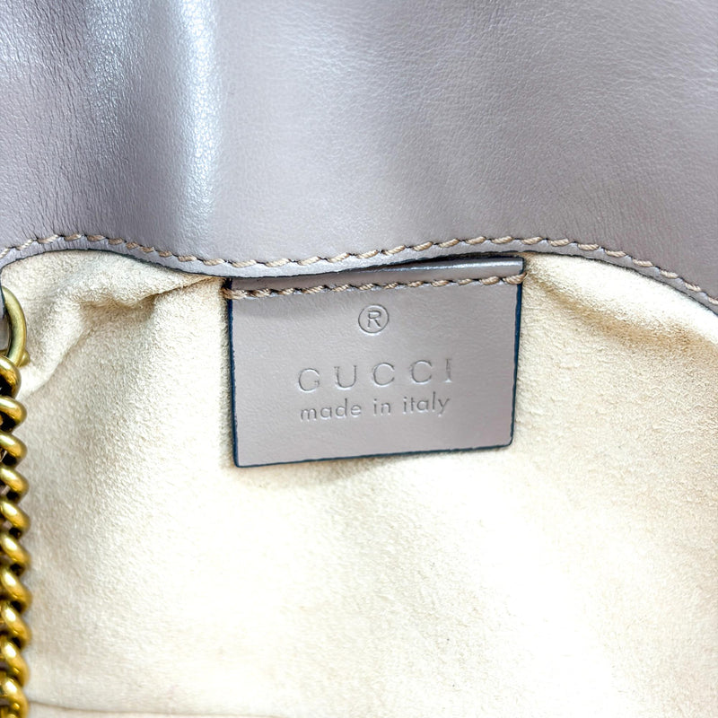 Gucci Gg Marmont Flap Chevron Leather Beige Bag