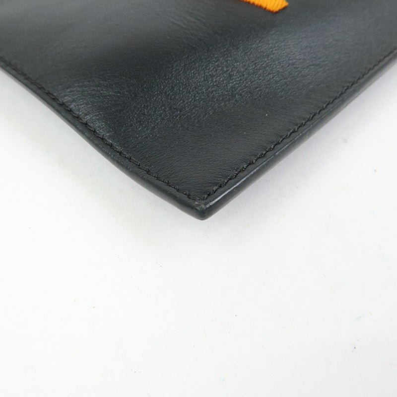 Versace Wristlet Printed Leather Black Bag