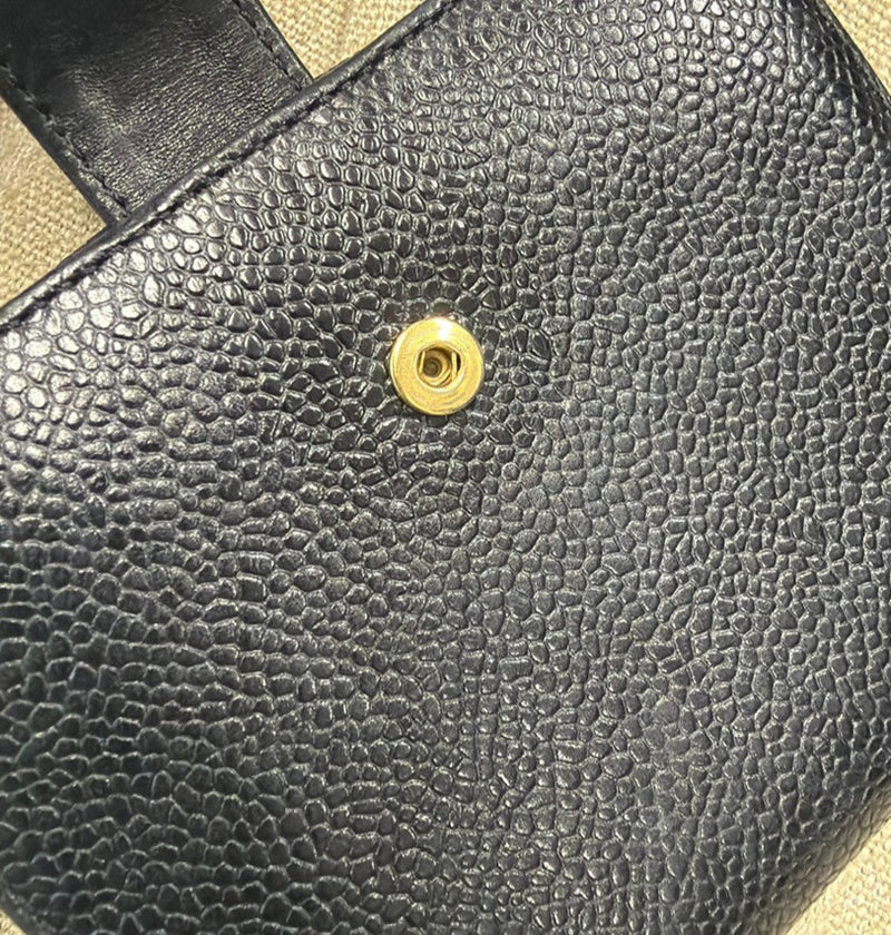 Chanel Vintage Timeless Bifold Caviar Black Leather Accessory