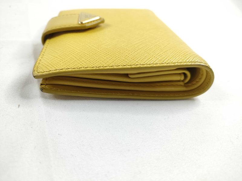 Prada Saffiano Bifold Leather Yellow Accessory