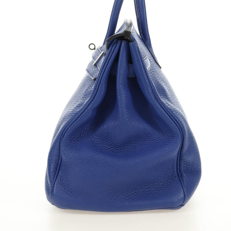Hermes Birkin Blue Clemence With Palladium Hardware Leather Bag