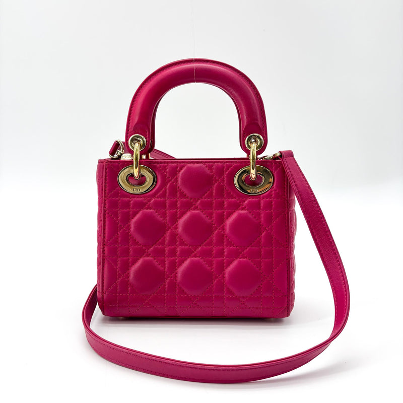 Christian Dior Lady Cannage Quilt Lambskin Pink Leather Bag