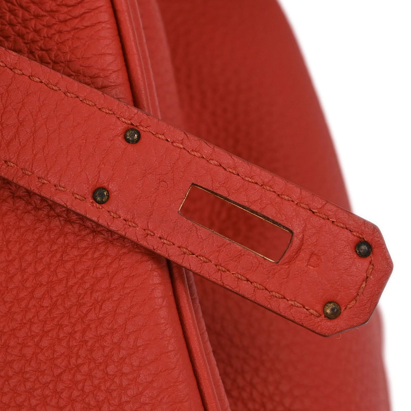 Hermes Birkin Red Togo With Gold Hardware Leather Bag