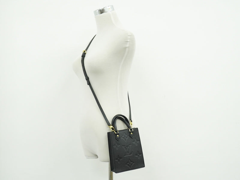 Louis Vuitton Petit Sac Plat Monogram Empreinte Giant Black Leather Bag