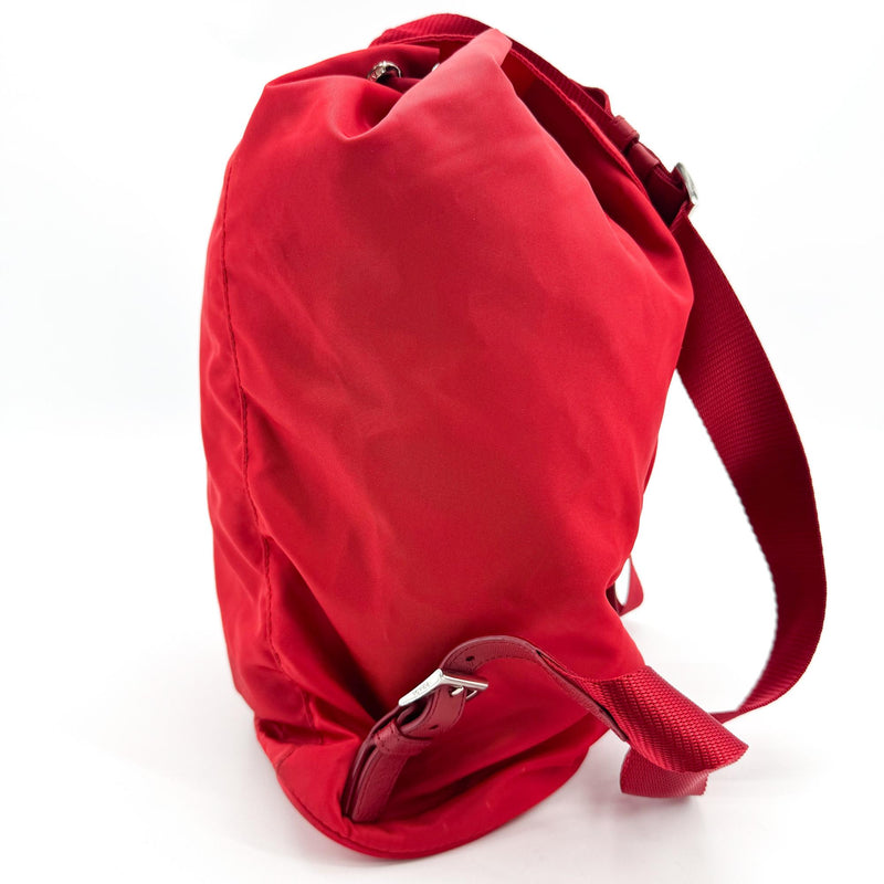 Prada Front Zip Drawstring Tessuto Red Nylon Bag