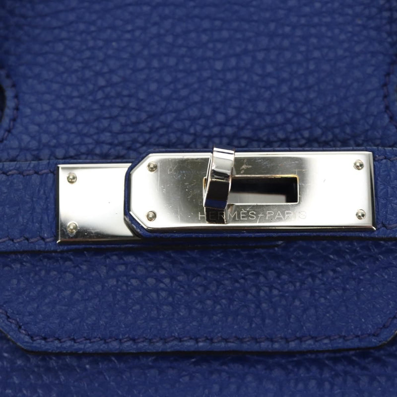 Hermes Birkin Blue Clemence With Palladium Hardware Leather Bag
