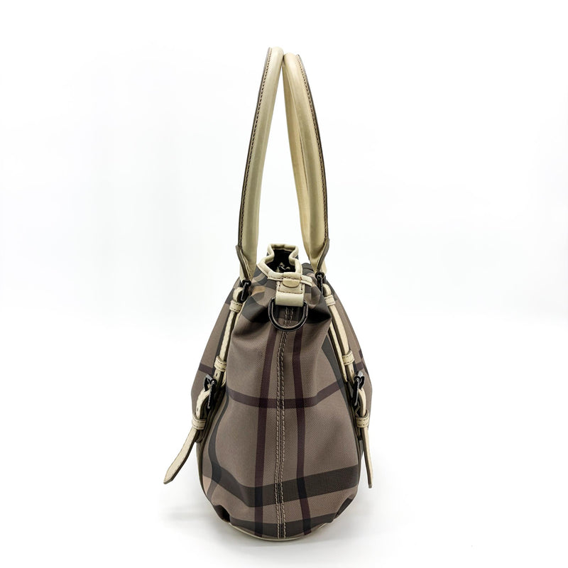 Burberry Manor Quilted Leather Black Canvas Bag
