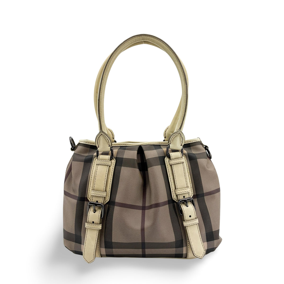 Burberry Manor Quilted Leather Black Canvas Bag