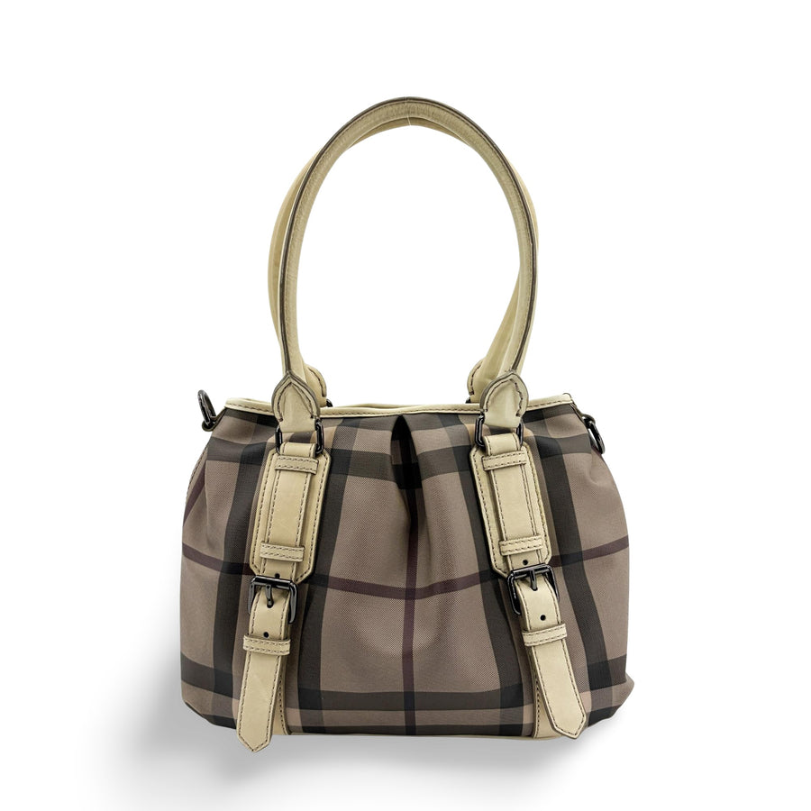 Burberry Manor Quilted Leather Black Canvas Bag