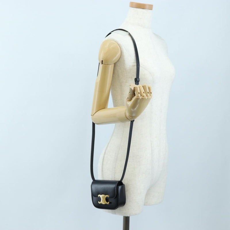 Celine Triomphe Smooth Calfskin Black Leather Bag