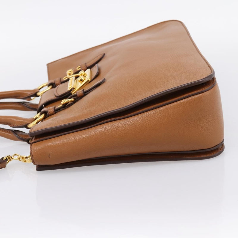 Miu Miu Madras Convertible Lock Leather Brown Bag