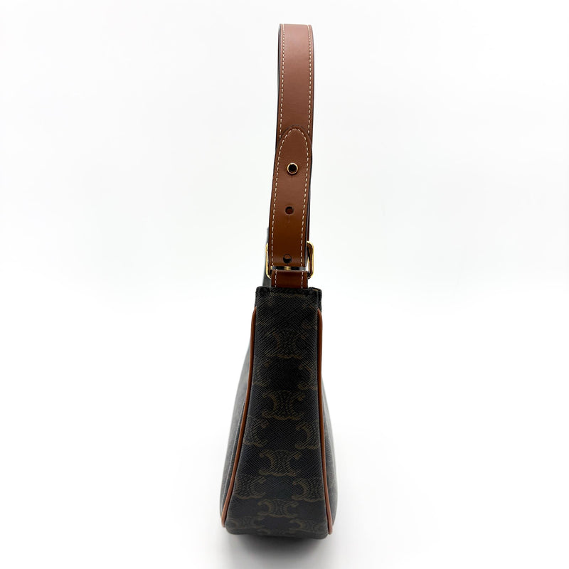 Celine Ava Triomphe Coated Canvas Brown Bag