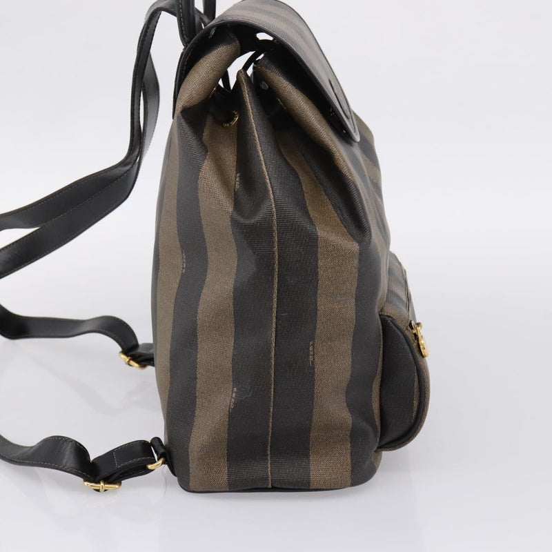 Fendi Vintage Pequin Logo Coated Canvas Brown Bag