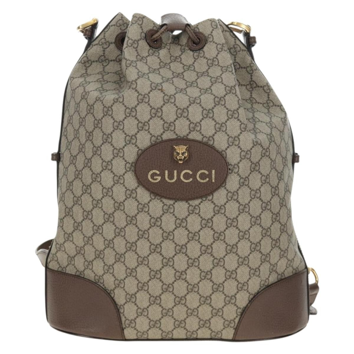 Gucci Neo Vintage Drawstring Bucket Gg Coated Canvas Beige Bag