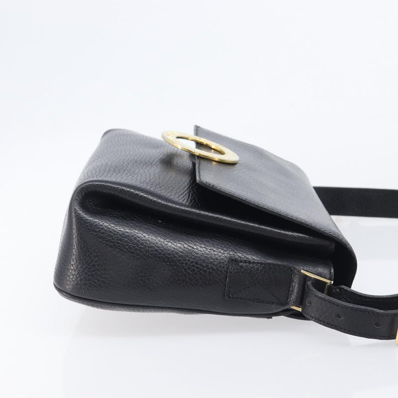 Celine Vintage Circle Logo Leather Black Bag
